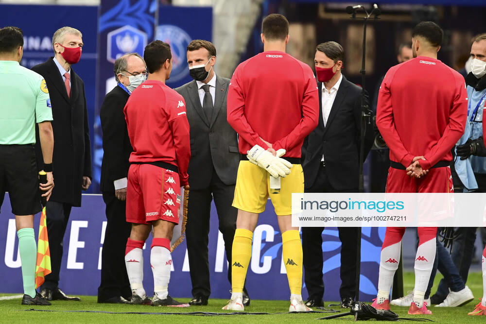 Emmanuel Macron - President de la Republique Francaise Nasser al Khelaifi - President Directeur General PSG Niko Kovac - Entraineur (Monaco) Wissam Ben Yedder (Monaco) Dmitry RYBOLOVLEV - president (Monaco) Noel Le Graet - president FFF FOOTBALL : Finale de la Coupe de France - Monaco vs PSG - 19 05 2021 JBAutissier Panoramic
