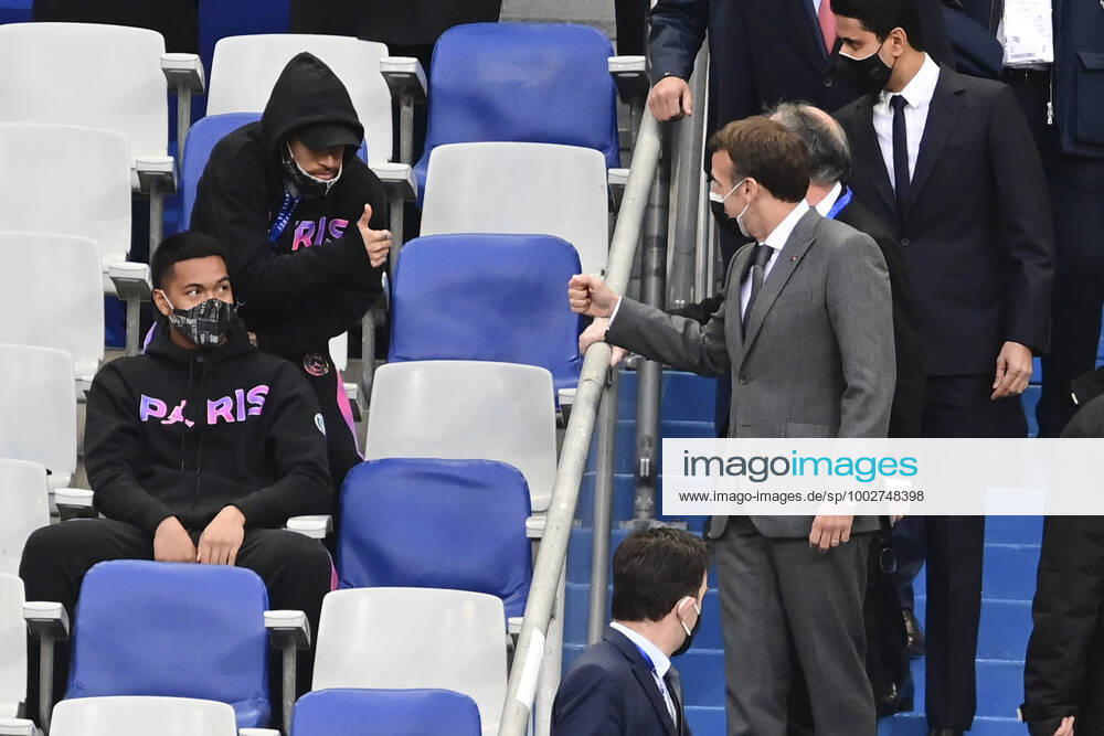 Emmanuel Macron - President de la Republique Francaise Neymar Jr (PSG) Nasser al Khelaifi - President Directeur General PSG Noel Le Graet - President FFF FOOTBALL : Finale de la Coupe de France - Monaco vs PSG - 19 05 2021 JBAutissier Panoramic