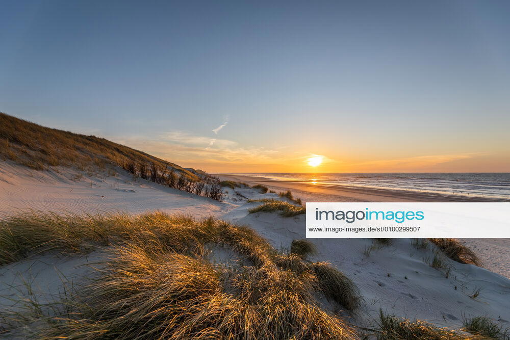 Norderney 15 APR 2020 Sunset in the dunes on the north beach of Norderney EAST FRIESLAND East Frisian Islands