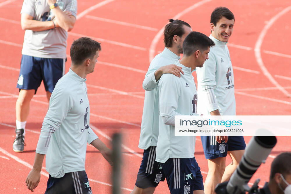Gerard Moreno of Spain, Fabian Ruiz of Spain and Mikel Oyarzabal of Spain during the training of Spanish National Soccer Team at Ciudad del Futbol Las Rozas on Jun 20, 2021 in Las Rozas, Madrid, Spain. LAS ROZAS SPAIN - ZUMAa181 20210620_zaa_a181_031