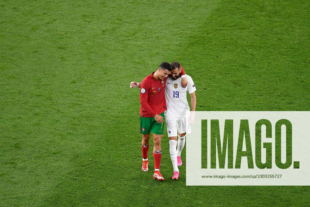 SOCCER - UEFA EURO, EM, Europameisterschaft,Fussball 2020 BUDAPEST,HUNGARY,23.JUN.21 - SOCCER - UEFA European Championship, EM, Europameisterschaft OEFB international match, Länderspiel, Nationalmannschaft Portugal vs France. Image shows Cristiano Ronaldo (POR) and Karim Benzema (FRA). GEPAxpictures Nicodim
