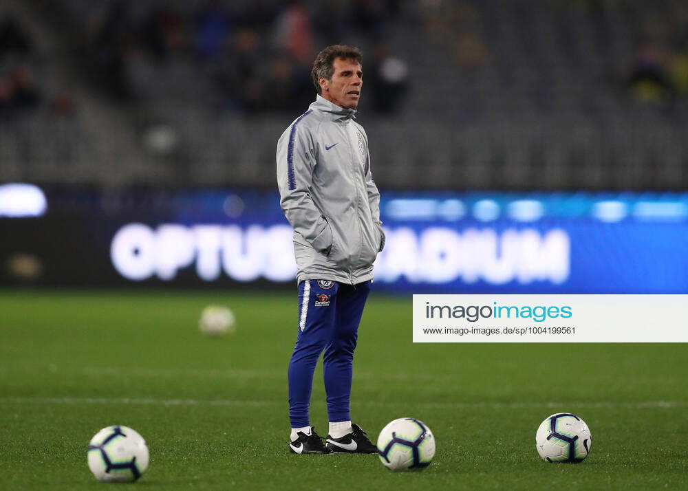 Mandatory Credit: Photo by Gary Day Frozen In Motion Shutterstock (9762924ad) Gianfranco Zola, Assistant Manager of Chelsea Perth Glory v Chelsea, Pre-season Friendly, Football, Optus Stadium, Perth, Australia - 23 Jul 2018 Perth Glory v Chelsea, Pre-season Friendly, Football, Optus Stadium, Perth, Australia - 23 Jul 2018