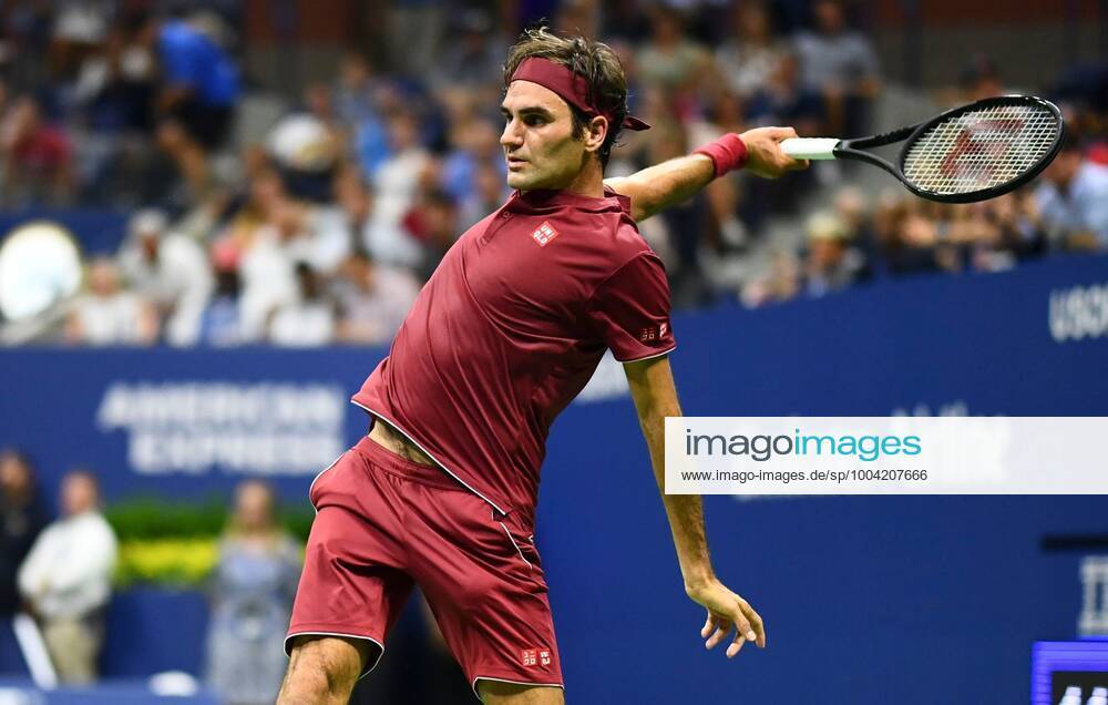 Mandatory Credit: Photo by Javier Garcia BPI Shutterstock (9818602eu) Roger Federer in first round action US Open Tennis Championships, Day 2, USTA National Tennis Center, Flushing Meadows, New York, USA - 28 Aug 2018 US Open Tennis Championships, Day 2, USTA National Tennis Center, Flushing Meadows, New York, USA - 28 Aug 2018