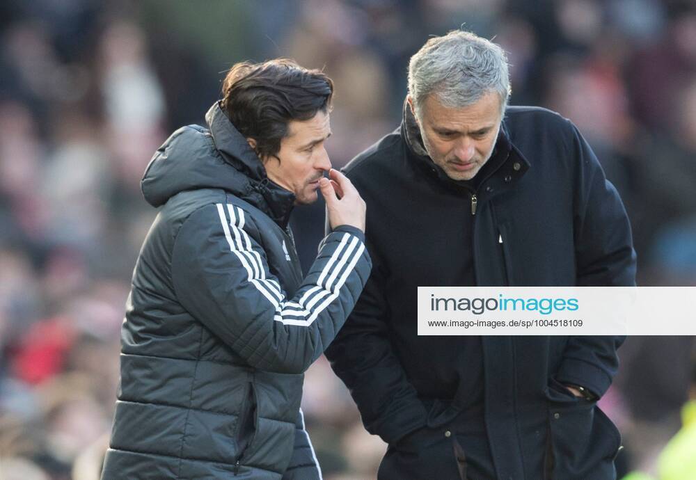 Mandatory Credit: Photo by BPI Shutterstock (9437459cd) Manchester United, ManU manager Jose Mourinho with assistant Rui Faria Manchester United v Chelsea Premier League Old Trafford Manchester , UK, 25 Feb 2018 No use with unauthorised audio, video, data, fixture lists (outside the EU), club league logos or live services. Online in-match use limited to 45 images (+15 in extra time). No use to emulate moving images. No use in betting, games or single club league player publications services. Manchester United v Chelsea Premier League Old Trafford Manchester , UK, 25 Feb 2018 No use with unauthorised audio, video, data, fixture lists (outside the EU), club league logos or live services. Online in-match use limited to 45 images (+15 in extra time). No use to emulate moving images. No use in betting, games or