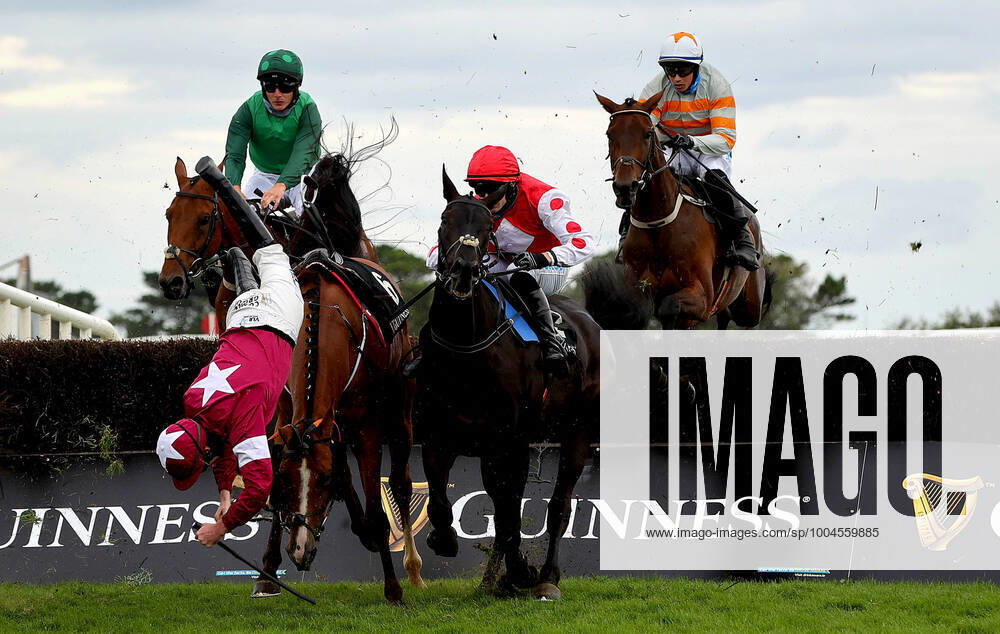 KW30 2021 Galway Racing Festival Day 4, Ballybrit, Galway 29 7 2021 The Rockshore Novice Steeplechase Jack Kennedy tumbles off The Very Man Jack Kennedy tumbles off The Very Man 29 7 2021