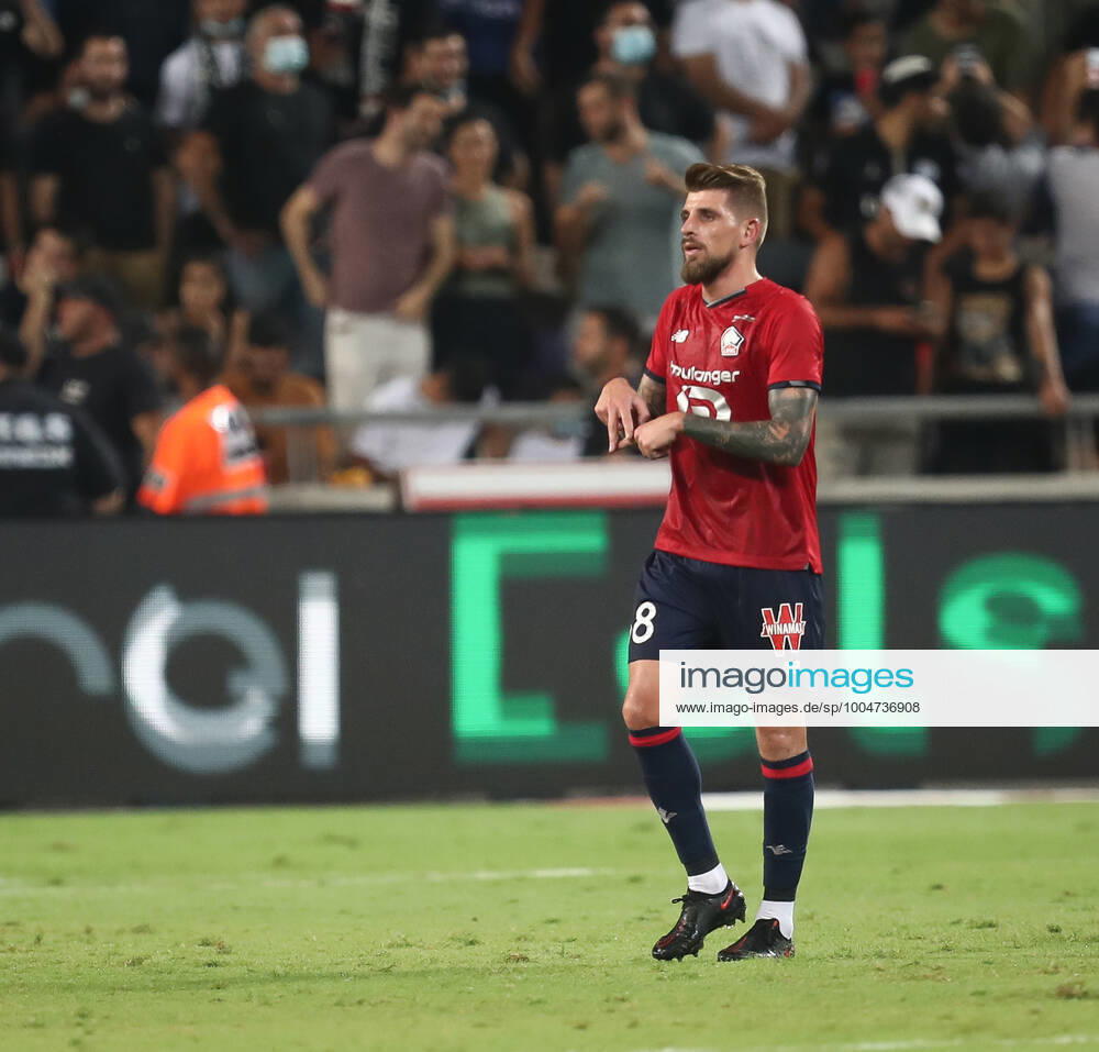 French Super Cup 2021 (Trophee Des Champions) - PSG Vs Lille Lille s Portuguese midfielder Xeka (C) celebrates at the end of the French Champions Trophy (Trophee des Champions) final football match between Paris Saint-Germain (PSG) and Lille (LOSC) at the Bloomfield Stadium in Tel Aviv, Israel, on August 1, 2021 Tel Aviv Israel jebarah-notitle210801_np6ey