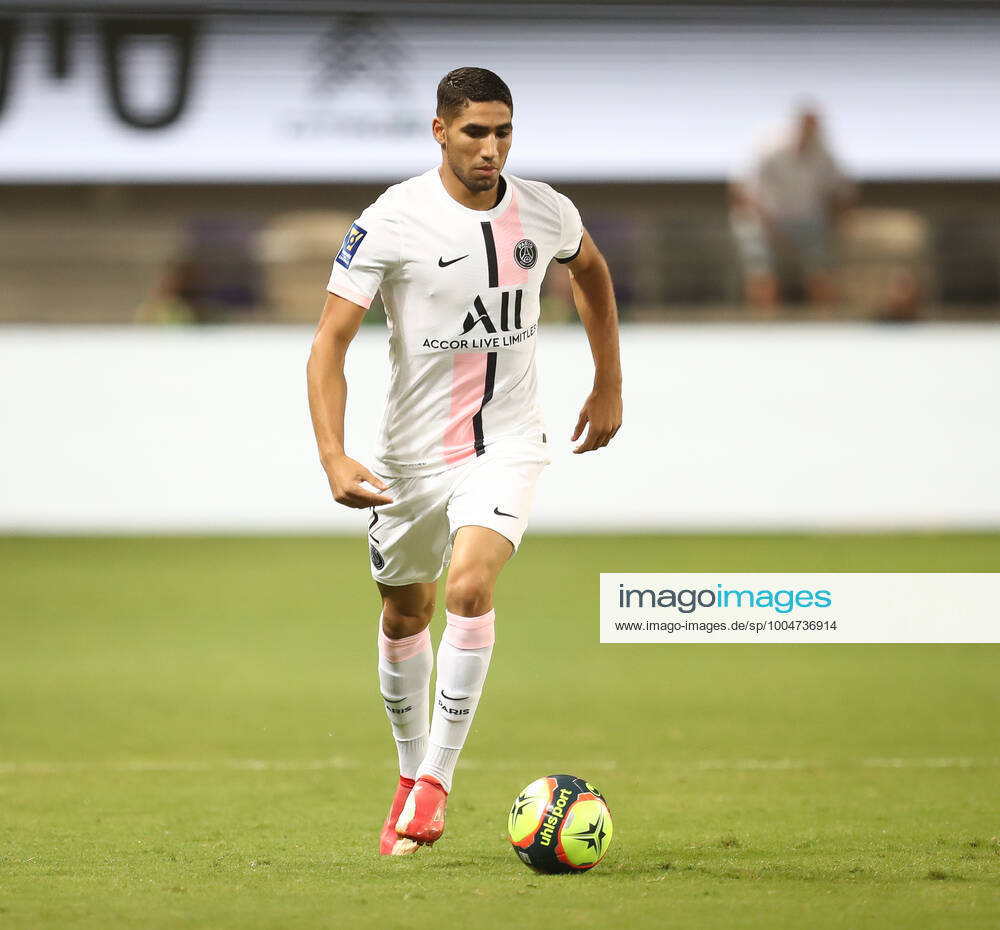 French Super Cup 2021 (Trophee Des Champions) - PSG Vs Lille Paris Saint-Germain s Moroccan defender Achraf Hakimi during the French Champions Trophy (Trophee des Champions) final football match between Paris Saint-Germain (PSG) and Lille (LOSC) at the Bloomfield Stadium in Tel Aviv, Israel, on August 1, 2021 Tel Aviv Israel jebarah-notitle210801_npZdT