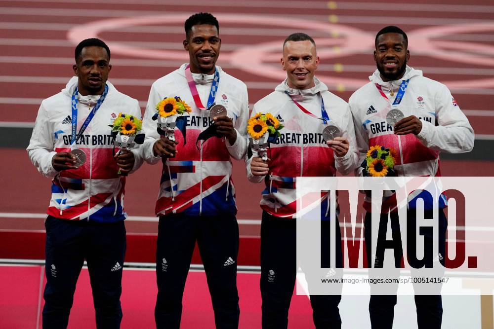 Mandatory Credit: Photo by Dave Shopland Shutterstock (12249251ac) Chijindu Ujah, Nethaneel Mitchell-Blake, Richard Kilty and Zharnel Hughes (GBR) - Men s 4 x 100m Relay Final Athletics, Olympic Stadium, Tokyo Olympic Games, Olympische Spiele, Olympia, OS 2020, Japan - 07 Aug 2021 Athletics, Olympic Stadium, Tokyo Olympic Games 2020, Japan - 07 Aug 2021