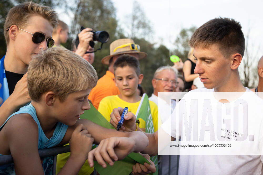 Two-time Tour de France winner Tadej Pogacar signs autographs at a reception in his honour in Komenda, his hometown. .Pogacar won the Tour de France for the second time in a row and bronze medal at the Tokyo Olympic Games, Olympische Spiele, Olympia, OS Komenda Slovenia - ZUMAs197 0129347630st