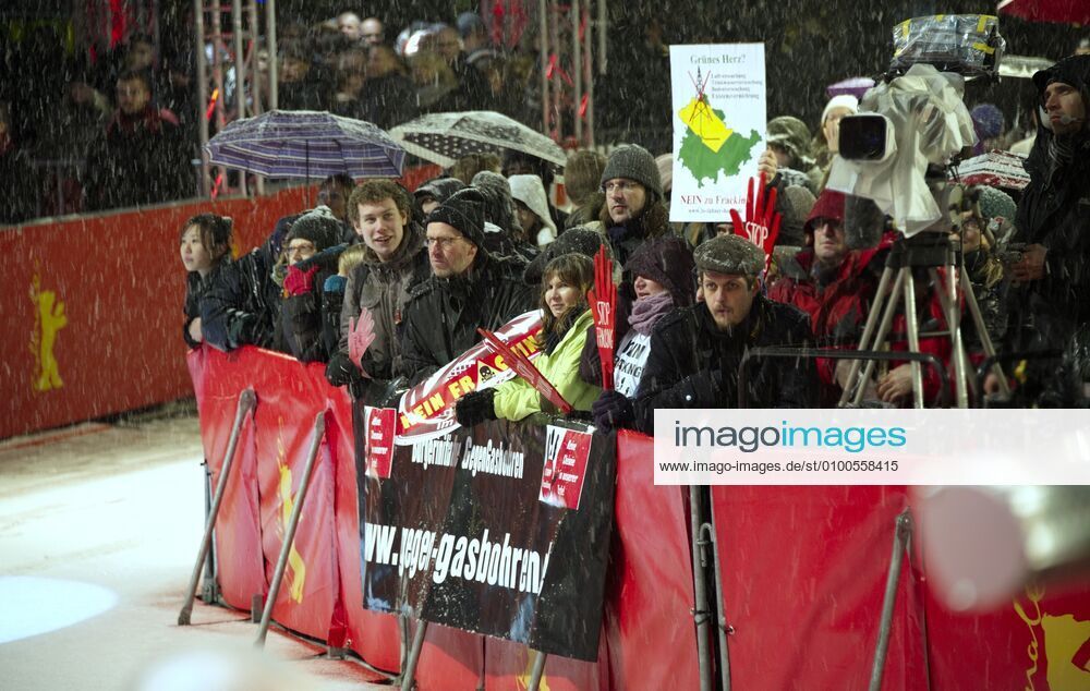 93 Demonstration arrives at the PROMISED LAND Red Carpet on February 8, 2013 in Berlin, Germany, 63rd Berlinale, snow, Berlin Germany Germany