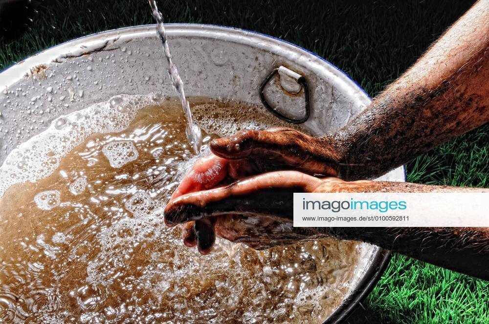 Mens hands, washing hands, Germany, Europe