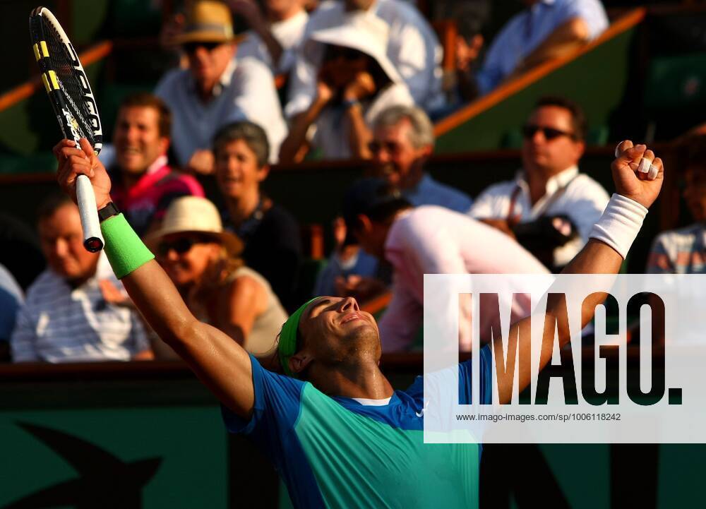 Mandatory Credit: Photo by Back Page Images Shutterstock (1191361k) Rafael Nadal of Spain celebrates on match point French Open Tennis Tournament, Roland Garros, Paris, France - 04 Jun 2010 French Open Day 13 Strictly Editorial Use Only - No Merchandising French Open Tennis Tournament, Roland Garros, Paris, France - 04 Jun 2010 Strictly Editorial Use Only - No Merchandising