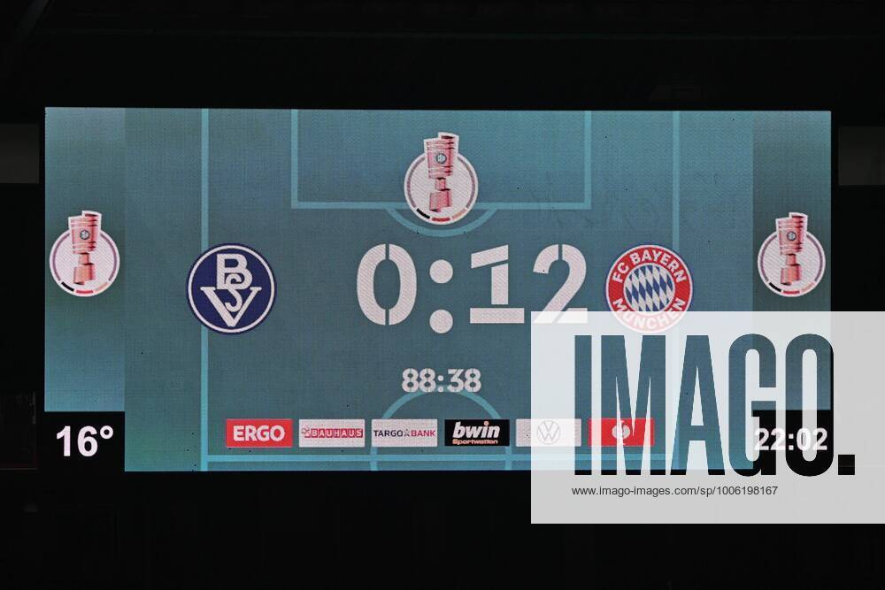 GER, DFB Pokal, 1 round, Bremer SV vs FC Bayern Muenchen 25 08 2021, wohninvest Weserstadion, Bremen, GER, DFB Pokal, 1 round, Bremer SV vs FC Bayern Muenchen in picture picture shows scoreboard score feature, impression 0 12 nordphotoxGmbHx xKokenge nph00001