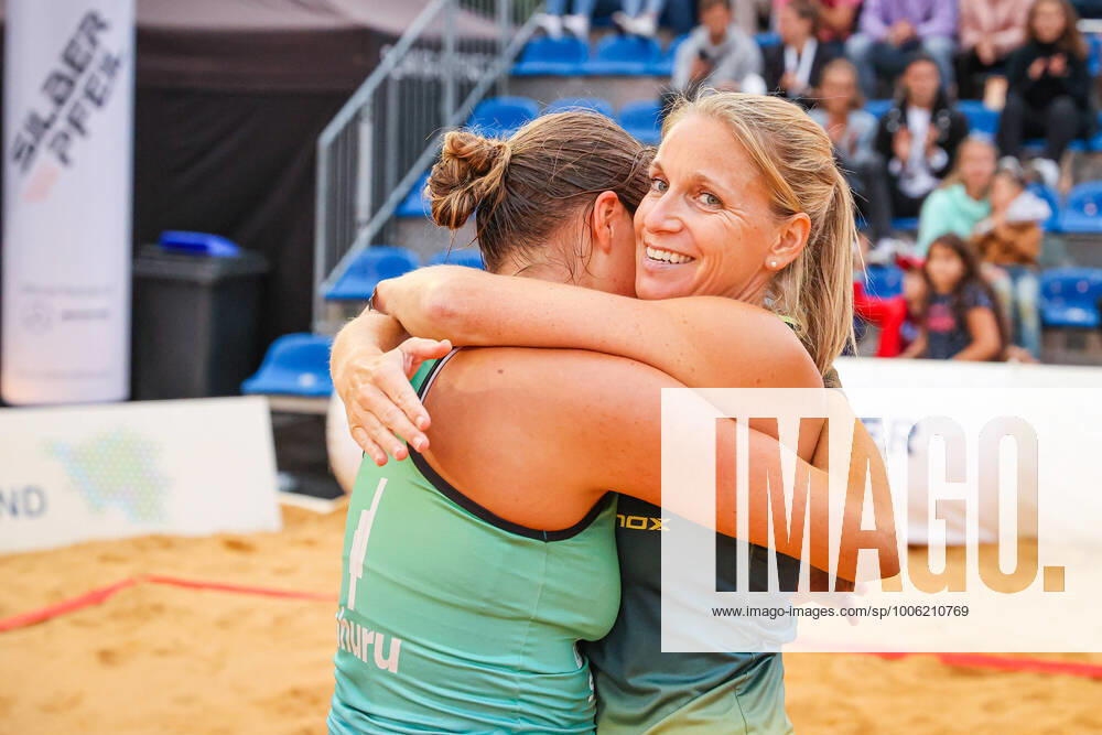 Winner of the German Beach Tennis Championships PELSTER, Margarete GER and BIGLMAIER, Maraike GER , Final of the German Womens Championships DTB between BIGLMAIER, Maraike GER PELSTER, Margarete GER vs BOLSMANN, Sarah GER MEYER, Christin GER , Saarlouis, Kleiner Markt, 26 08 2021,