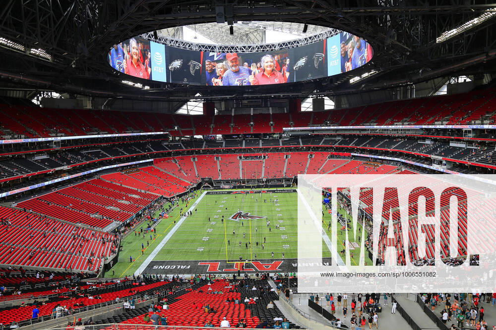 ATLANTA, GA - SEPTEMBER 12: An overview of the stadium and field before the Week 1 NFL, American Football Herren, USA game between the Atlanta Falcons and the Philadelphia Eagles on September 12, 2021 at Mercedes-Benz Stadium in Atlanta, Georgia. (Photo by David J. Griffin Icon Sportswire) NFL: SEP 12 Eagles at Falcons Icon9532109120020