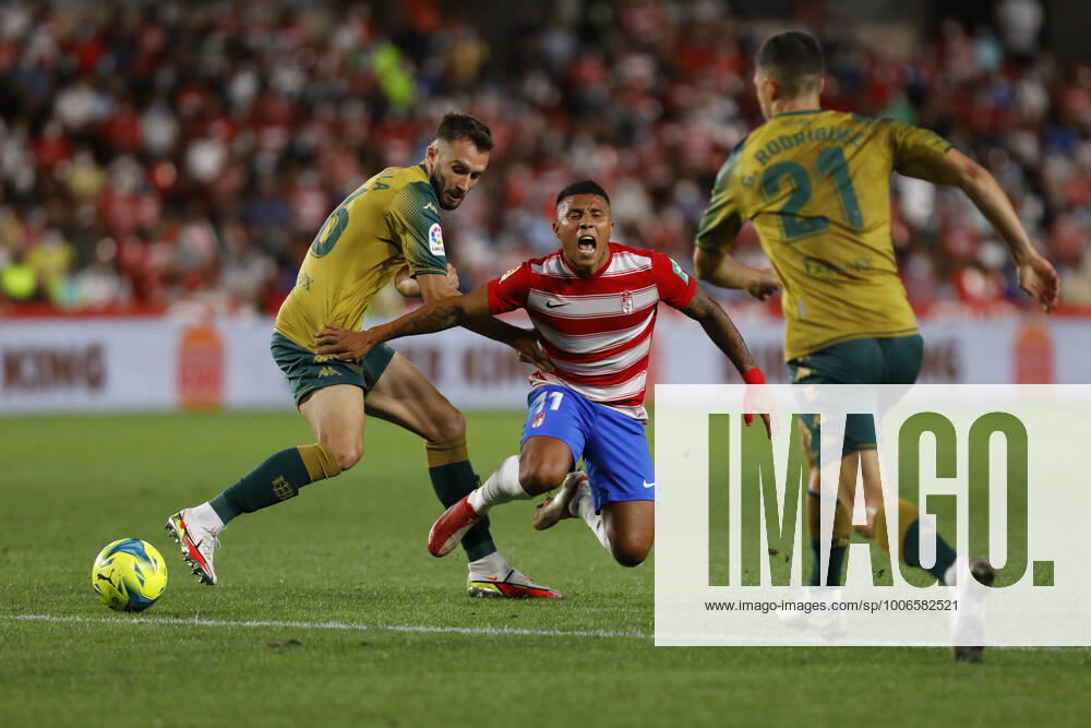 Granada CF v Real Betis - La Liga Santander Darwin Machis, of Granada CF and Pezzella, of Real Betis during the La Liga match between Granada CF and Real Betis at Nuevo Los Carmenes Stadium on September 13, 2021 in Granada, Spain. Granada Granada Spain camaramartinez-granadac210913_npyMn