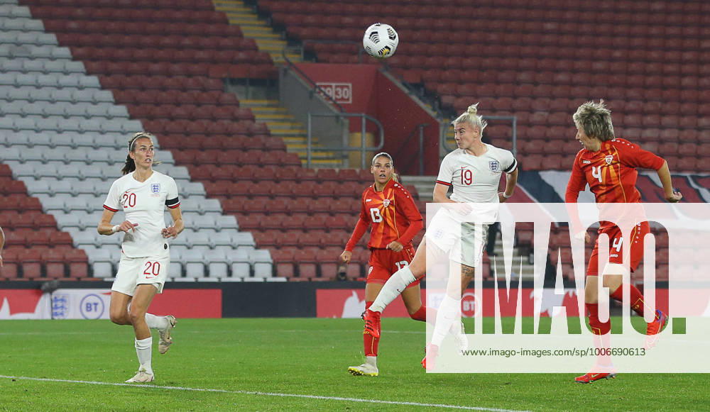 Southampton, England, 17th September 2021. Bethany England of England scores to make it 7-0 during the FIFA 2023 Women s World Cup Qualifying match at St Mary s Stadium, Southampton. Picture credit should read: Paul Terry Sportimage . SPI-1202-0029