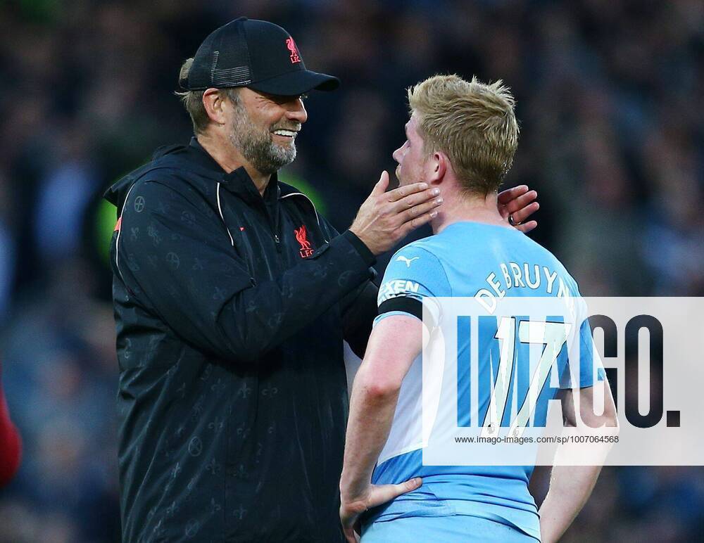Mandatory Credit: Photo by Matt West Shutterstock (12519923bi) Liverpool manager Jurgen Klopp with Kevin De Bruyne of Manchester City at the end of the game Liverpool v Manchester City, Premier League, Football, Anfield, Liverpool, UK - 03 Oct 2021 Liverpool v Manchester City, Premier League, Football, Anfield, Liverpool, UK - 03 Oct 2021
