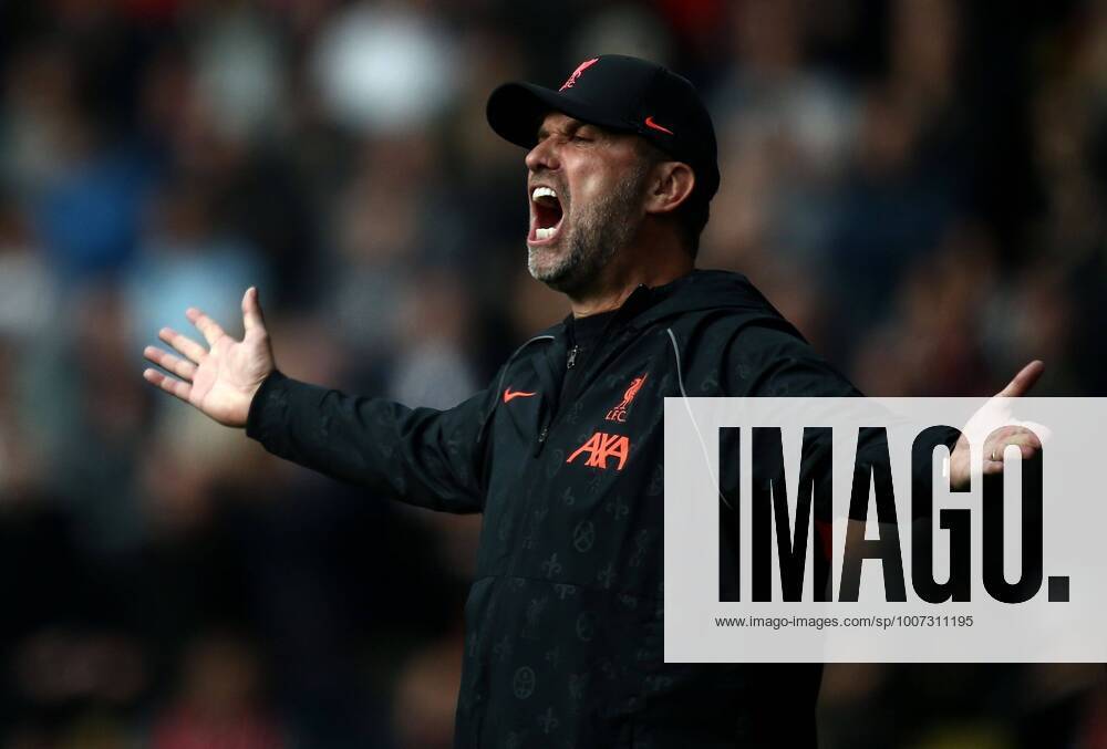 KW41 Mandatory Credit: Photo by Michael Zemanek Shutterstock (12538820ak) Jurgen Klopp manager of Liverpool reacts Watford v Liverpool, Premier League, Football, Vicarage Road, Watford, UK - 16 Oct 2021 Watford v Liverpool, Premier League, Football, Vicarage Road, Watford, UK - 16 Oct 2021