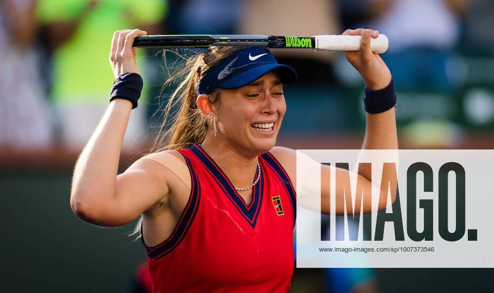 Bilder des Jahres 2021, Sport 10 Oktober Mandatory Credit: Photo by Rob Prange Shutterstock (12524643bl) Paula Badosa of Spain reacts to winning the final of the 2021 BNP Paribas Open WTA, Tennis Damen 1000 tennis tournament BNP Paribas Open, Tennis, Day 12, Indian Wells Tennis Garden, California, USA - 17 Oct 2021 BNP Paribas Open, Tennis, Day 12, Indian Wells Tennis Garden, California, USA - 17 Oct 2021