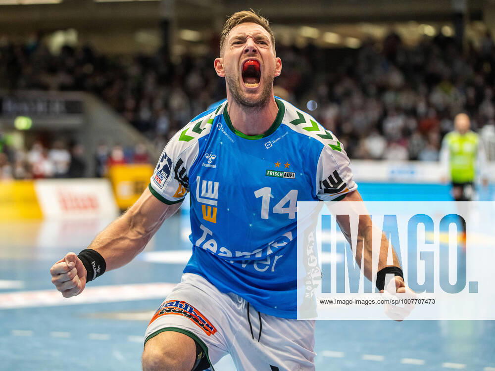 Jacob Bagersted Frisch Auf Goeppingen 14 cheers, Frisch Auf Goeppingen vs SG Flensburg Handewitt, 1 Bundesliga, Handball, Men, 31 10 2021 Frisch Auf Goeppingen vs SG Flensburg Handewitt, 1 Bundesliga, Handball, Men, 31 10 2021 Goeppingen