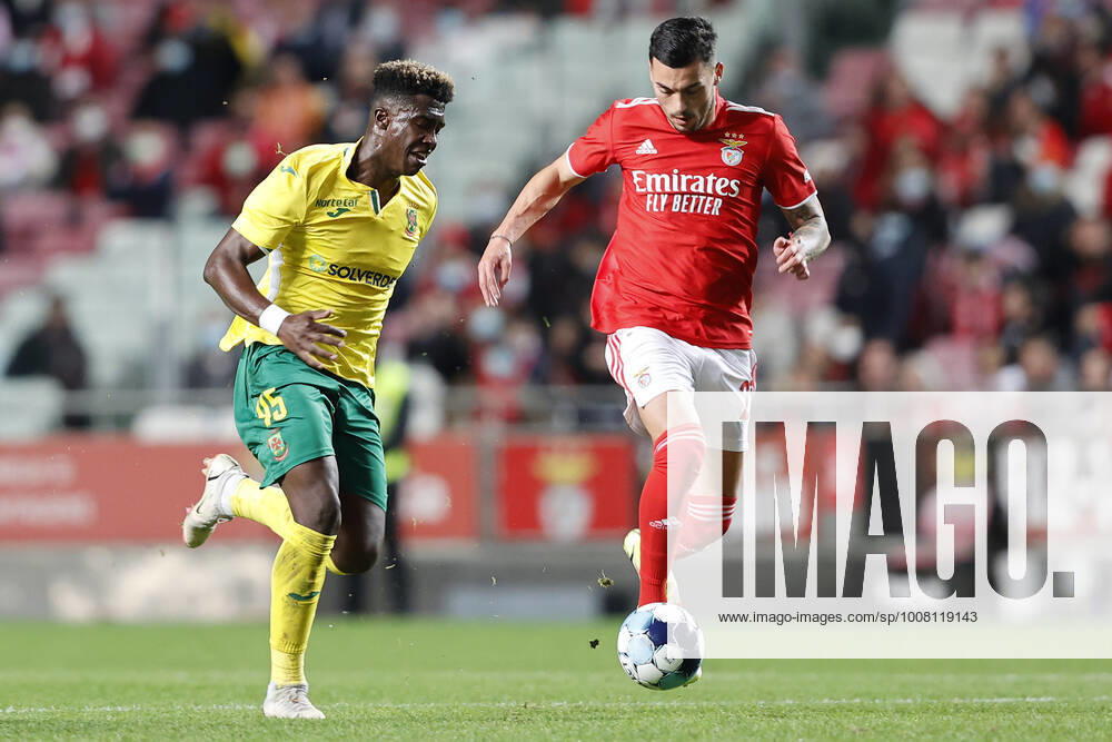 SL Benfica V Pacos Ferreira FC - Taca De Portugal Nemanja Radonjic defender from SL Benfica vies Joao Pedro forward from FC Pacos Ferreira during the match for Taca de Portugal between SL Benfica and Pacos de Ferreira, at Estadio da Luz, Lisboa, Portugal, 19, November, 2021 Lisbon Portugal