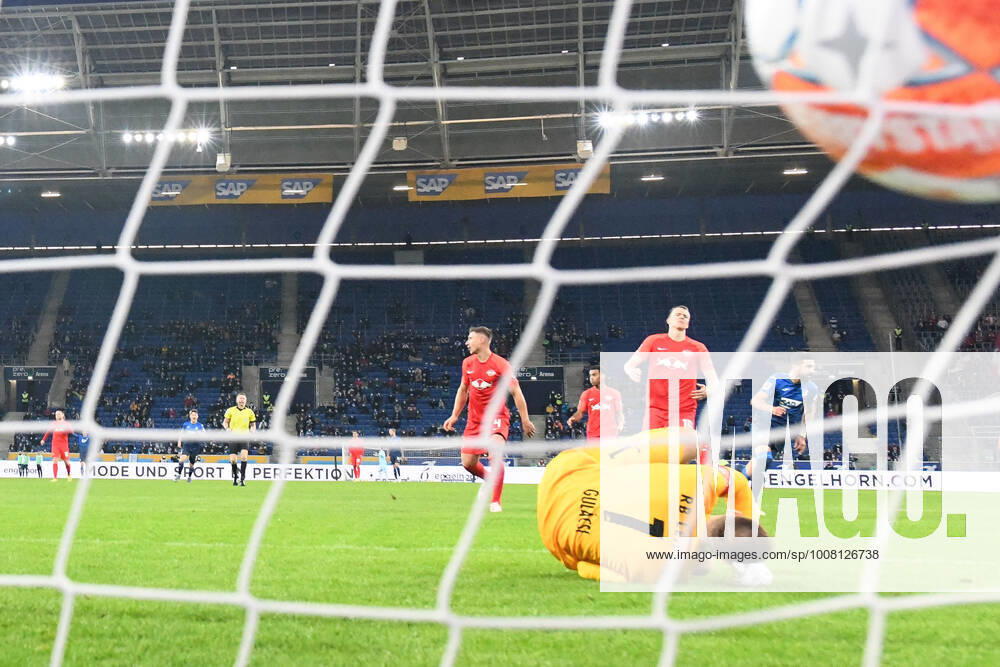 1 Fussball Bundesliga, TSG 1899 Hoffenheim RB Leipzig, v l n r, goal and goal to the 2 0 for Hoffenheim by Munas Dabbur TSG 1899 Hoffenheim vs PETER GULÃCSI RB Leipzig 06 11 2021, 1 Fussball Bundesliga, VfL Bochum TSG 1899 Hoffenheim,, v l n r, Sinsheim prio:1