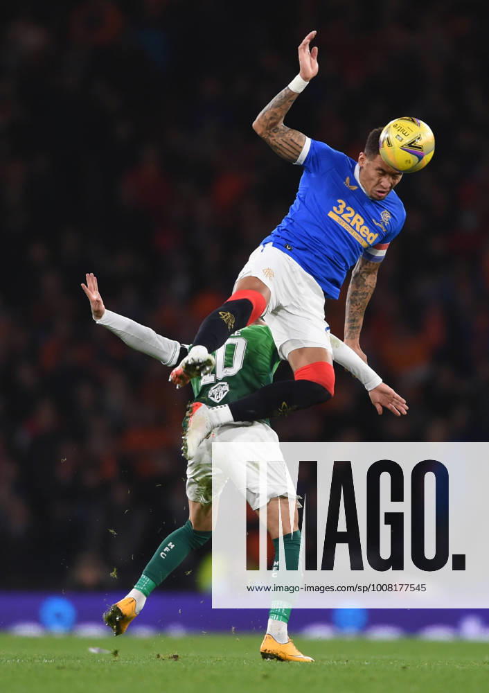 Glasgow, Scotland, 21st November 2021. James Tavernier of Rangers and Martin Boyle of Hibernian during the The Scottish League Cup match at Hampden Park, Glasgow. Picture credit should read: Neil Hanna Sportimage . SPI-1327-0076