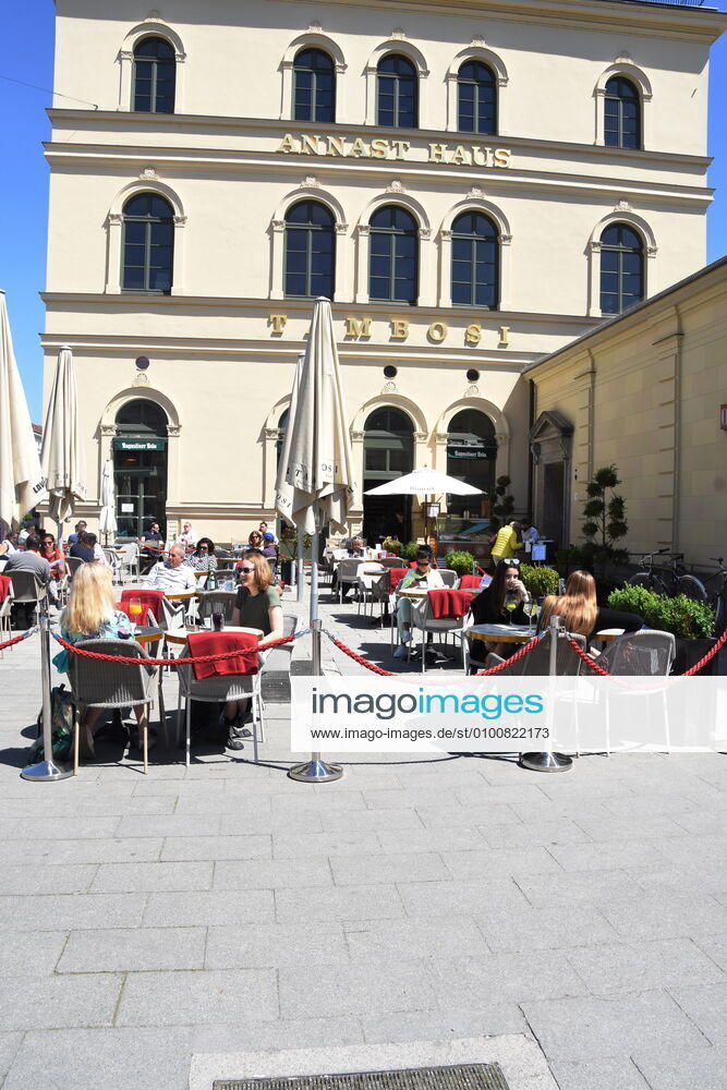 Because of Corona Virus Reopening of the beer gardens Cafe Restaurant Tambosi at Odeonsplatz Munich 16 05 20 Munich