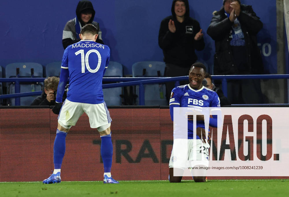 Leicester, England, 25th November 2021. Patson Daka of Leicester City celebrates scoring the first goal during the UEFA Europa League match at the King Power Stadium, Leicester. Picture credit should read: Darren Staples Sportimage . SPI-1341-0002