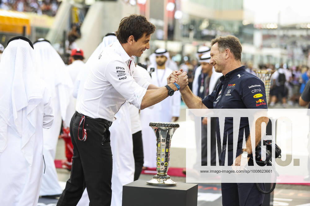Toto Wolff AUT, Mercedes AMG Petronas F1 Team , Christian Horner GBR, Red Bull Racing , F1 Grand Prix of Abu Dhabi at Yas Marina Circuit on December 12, 2021 in Abu Dhabi, United Arab Emirates Photo by HOCH ZWEI Abu Dhabi United Arab Emirates