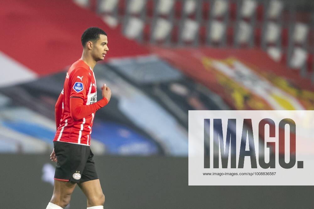 EINDHOVEN, Philips Stadium, 23-12-2021 , season 2021 2022 , Dutch Eredivisie. Final result 2-0, PSV player Cody Gakpo celebrating the goal scored 2-0 during the match PSV - Go Ahead Eagles PSV - Go Ahead Eagles x14846384x