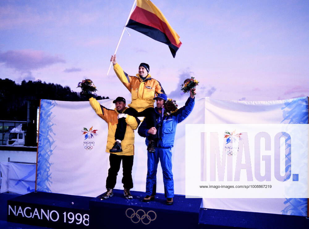 HACKL Georg Team GER Luge Olympic Champion with MUELLER Jens and ZOEGGELER Armin Olympic Winter Games 1998 in Nagano Japan from 07 22 02 1998 on 9 02 1998 in Nagano