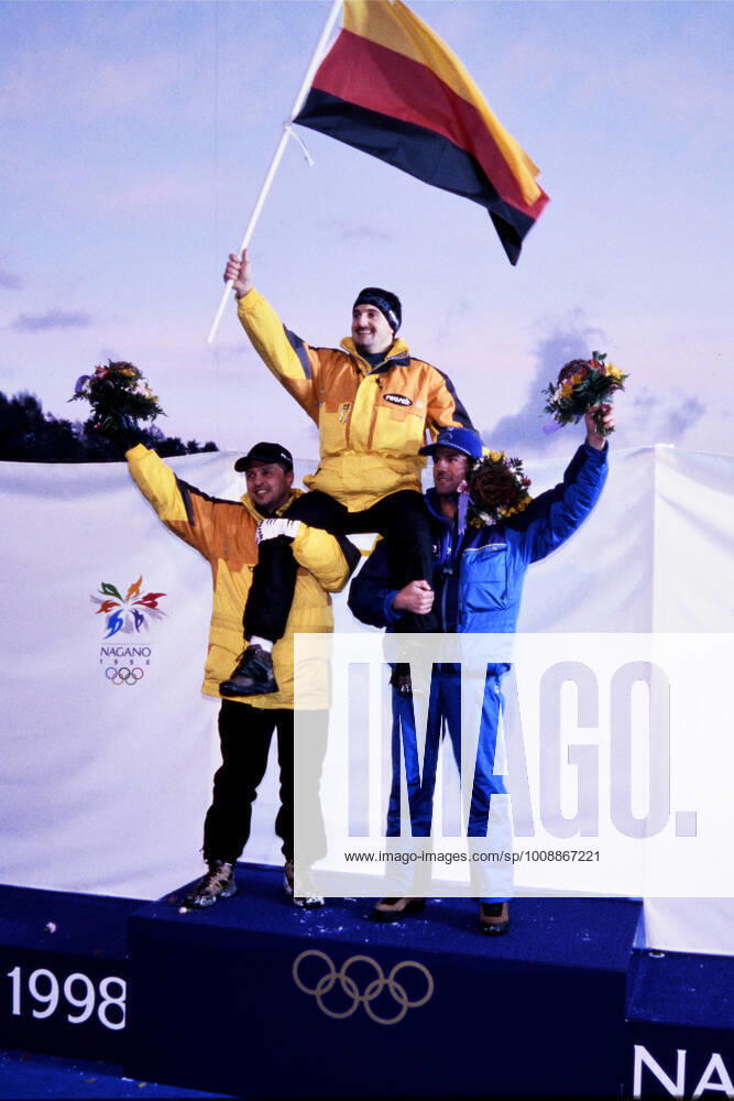 HACKL Georg Team GER Luge Olympic Champion with MUELLER Jens and ZOEGGELER Armin Olympic Winter Games 1998 in Nagano Japan from 07 22 02 1998 on 9 02 1998 in Nagano