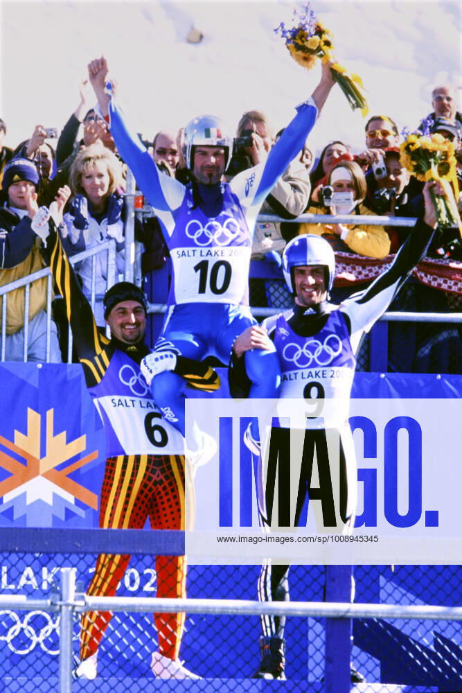 ZOEGGELER Armin Team ITA Olympic Champion Single-seater Luge Final with HACKL Georg and PROCK Olympic Winter Games 2002 Salt Lake City USA on 11 02 2002 in Salt Lake City