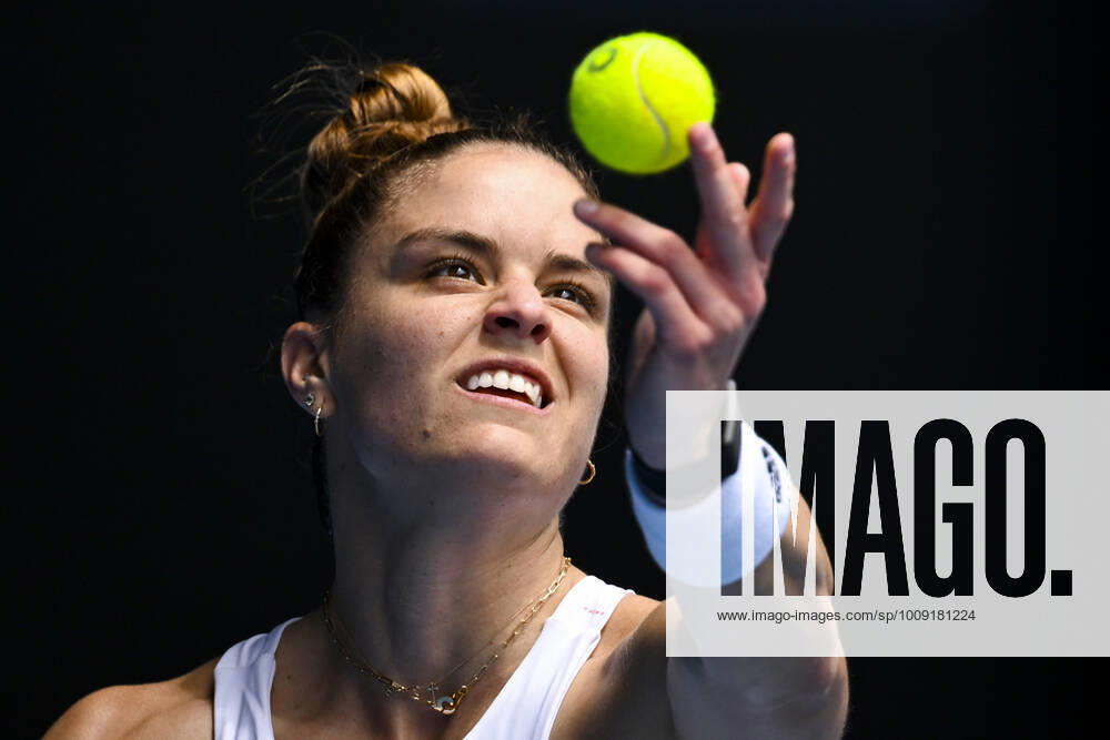 TENNIS AUSTRALIAN OPEN, Maria Sakkari of Greece in action during her first Round Women s singles match match against Tatjana Maria of Germany on Day 1 of the Australian Open, at Melbourne Park, in Melbourne, Monday, January 17, 2022. ( NO ARCHIVING, , NO USE IN BOOKS WITHOUT CONSENT MELBOURNE VIC AUSTRALIA