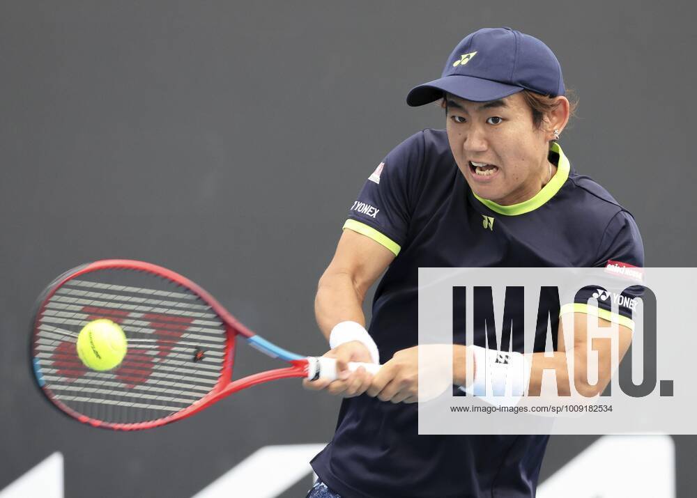 Tennis: Australian Open Yoshihito Nishioka of Japan plays in the men s singles first round against Moldova s Radu Albot at the Australian Open tennis championships in Melbourne on Jan. 17, 2022. A14AA0001183190P