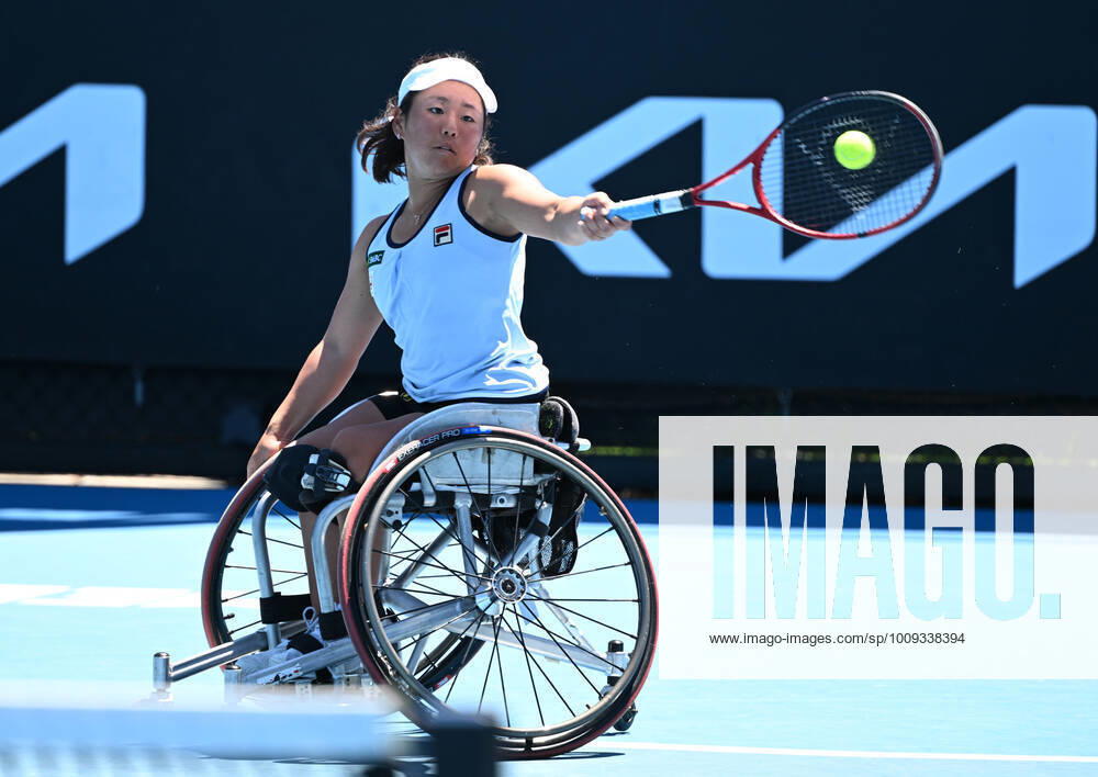 TENNIS AUSTRALIAN OPEN, Yui Kamiji of Japan in action during her women?s wheelchair singles quarterfinal match against Aniek Van Koot of the Netherlands on Day 7 of the Australian Open at Melbourne Park in Melbourne, Sunday, January 23, 2022. ( NO ARCHIVING, , NO USE IN BOOKS WITHOUT CONSENT MELBOURNE VIC AUSTRALIA