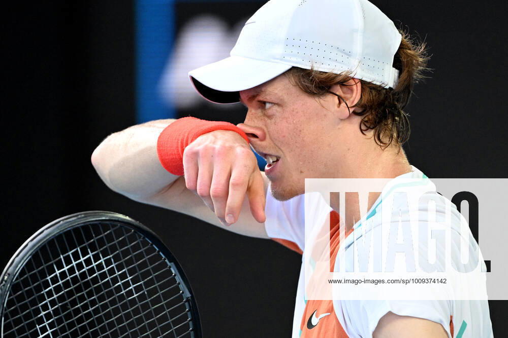 TENNIS AUSTRALIAN OPEN, Jannik Sinner of Italy is seen during his 4th round match against Alex de Minaur of Australia on Day 8 of the Australian Open, at Melbourne Park, in Melbourne, Monday, January 24, 2022. ( NO ARCHIVING, , NO USE IN BOOKS WITHOUT CONSENT MELBOURNE VIC AUSTRALIA