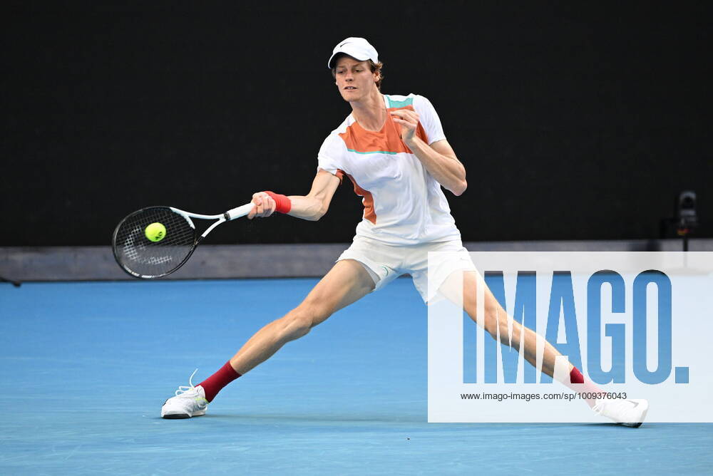 TENNIS AUSTRALIAN OPEN, Jannik Sinner of Italy in action during his 4th round match against Alex de Minaur of Australia on Day 8 of the Australian Open, at Melbourne Park, in Melbourne, Monday, January 24, 2022. ( NO ARCHIVING, , NO USE IN BOOKS WITHOUT CONSENT MELBOURNE VIC AUSTRALIA
