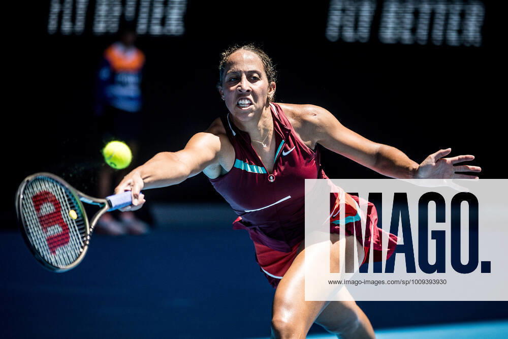 MADISON KEYS of the USA defeats B. Krejcikova of Czech Republic on day 9 of the 2022 Australian Open at Melbourne Park in Melbourne, Australia. Keys won 6:3, 6:2. Melbourne Australia - ZUMAp121 20220125_zsp_p121_012