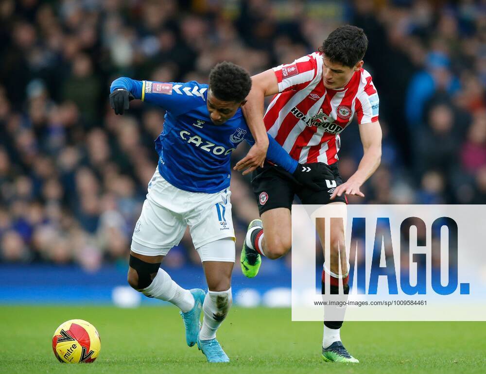 Mandatory Credit: Photo by Magi Haroun Shutterstock (12789623ae) Demarai Gray of Everton and Christian Norgaard of Brentford Everton v Brentford, Emirates FA Cup, Fourth Round, Football, Goodison Park, Liverpool, UK - 05 February 2022 Everton v Brentford, Emirates FA Cup, Fourth Round, Football, Goodison Park, Liverpool, UK