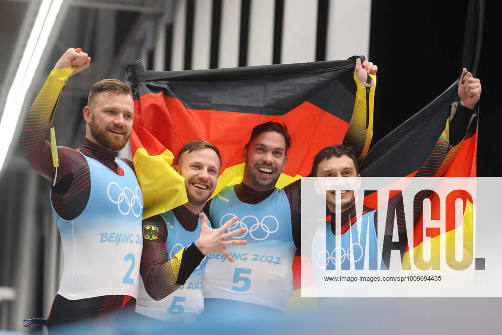 KW06 OLYMPICS - Winter Olympic Games, Olympische Spiele, Olympia, OS Beijing 2022 YANQING,CHINA,09.FEB.22 - OLYMPICS, LUGE - Winter Olympic Games Beijing 2022, doubles, men. Image shows Toni Eggert, Sascha Benecken, Tobias Wendl and Tobias Arlt (GER). GEPAxpictures xDanielxGoetzhaber