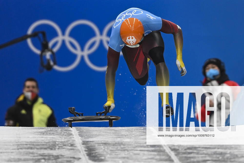 Christopher Grotheer of Team Germany competes during the Men s Skeleton Heat 4 on day seven of Beijing 2022 Winter Olympic Games, Olympische Spiele, Olympia, OS at National Sliding Centre on February 11, 2022 in Beijing, China.