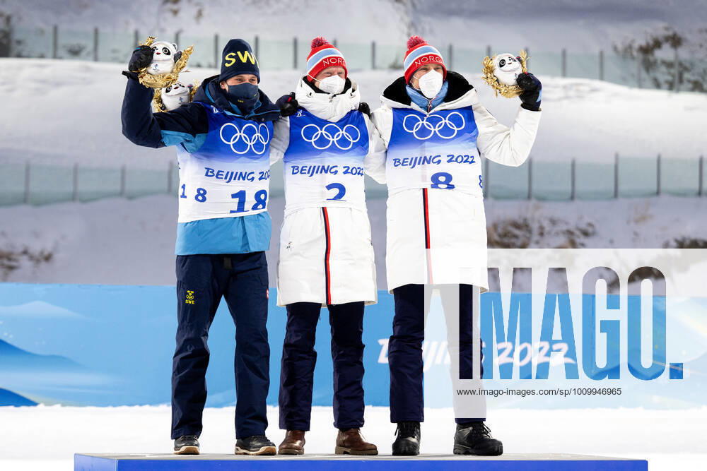 Martin Ponsiluoma of Sweden, Johannes Thingnes Bo of Norway and Vetle Sjastad Christiansen of Norway on the podium after men s biathlon mass start during day 14 of the 2022 Winter Olympics on February 18, 2022 in Zhangjiakou Photo Vegard Grott BILDBYRAN kod VG JE0046 biathlon biathlon biathlon olympic games olympics winter olympics os ol olympic games winter os olympic games peking peking 2022 beijing 2022 beijing 2022 olympic games beijing 2022 winter olympic games peking os beijing ol winter ol 14 bbeng cheers sweden norway,