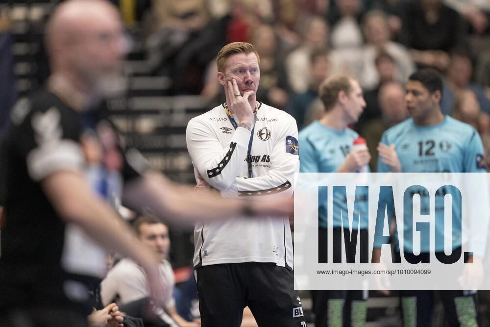 Elverum s head coach Boerge Lund in the Champions League handball match between Aalborg Handball and Elverum Handball in Sparekassen Danmark Arena, Aalborg Wednesday 23 February 2022, Aalborg Denmark