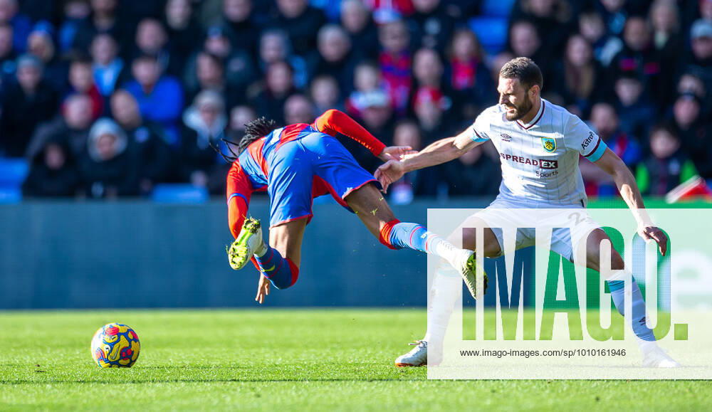 Crystal Palace v Burnley Premier League Michael Olise of Crystal Palace is brought down by Erik Pieters of Burnley during the Premier League match between Crystal Palace and Burnley at Selhurst Park, London Content Not Available For UK Newspapers