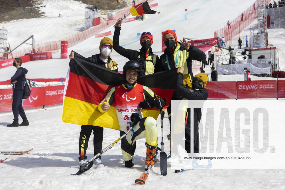 Yanqing China National Alpine Center 10 03 22 Para Ski Alpin, Impressions Team D with KRESS, Leander GER from TSV Friedberg BAY after his 2 run in Giant Slalom Credit Mika Volkmann