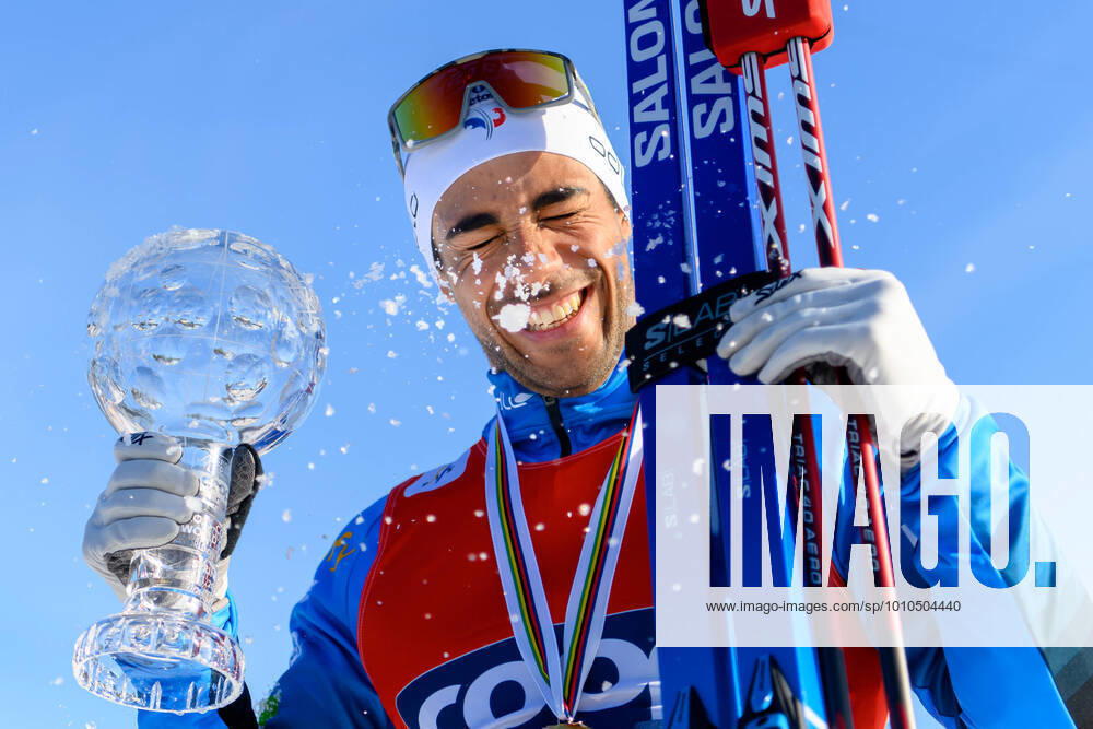 Richard Jouve of France celebrate after the men s Cross Country Skiing sprint final during the FIS Cross Country World Cup on March 11, 2022 in Falun Photo Johanna Lundberg BILDBYRAN kod JL JL0247 skidor cross country skiing langrenn fis world cup falun men s sprint bbeng,