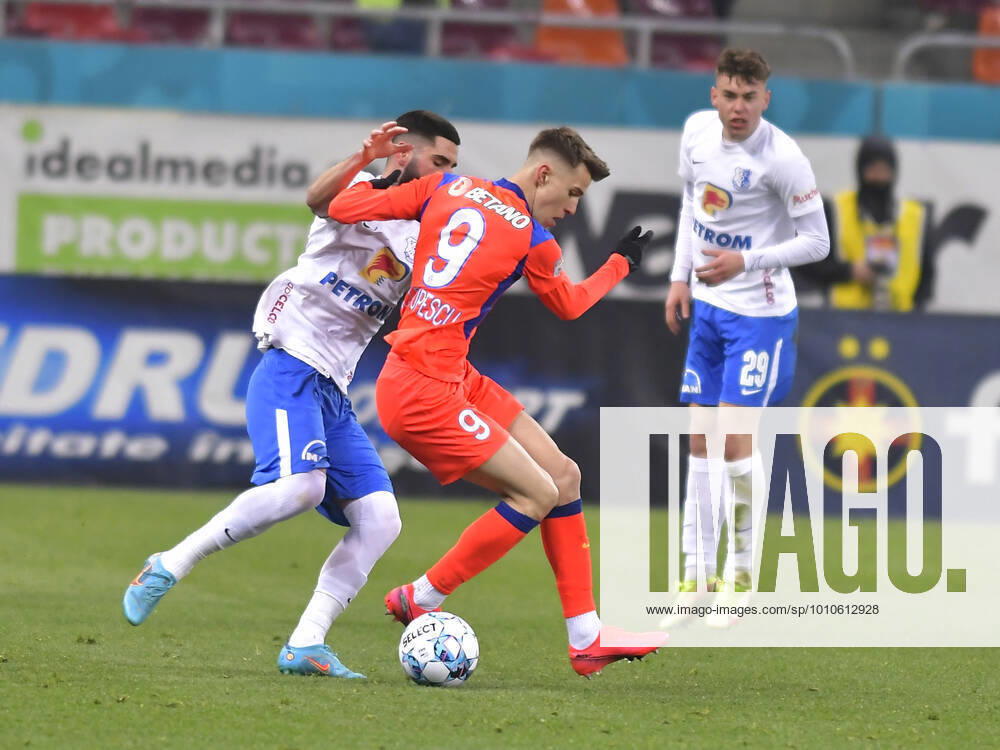 Radu Stefanita Boboc and Octavian George Popescu in the football match between FCSB and Farul Constanta, counting for the Play off of League 1 Casa Pariurilor, played on the National Arena in Bucharest, Monday, March 14, 2022 Bucharest